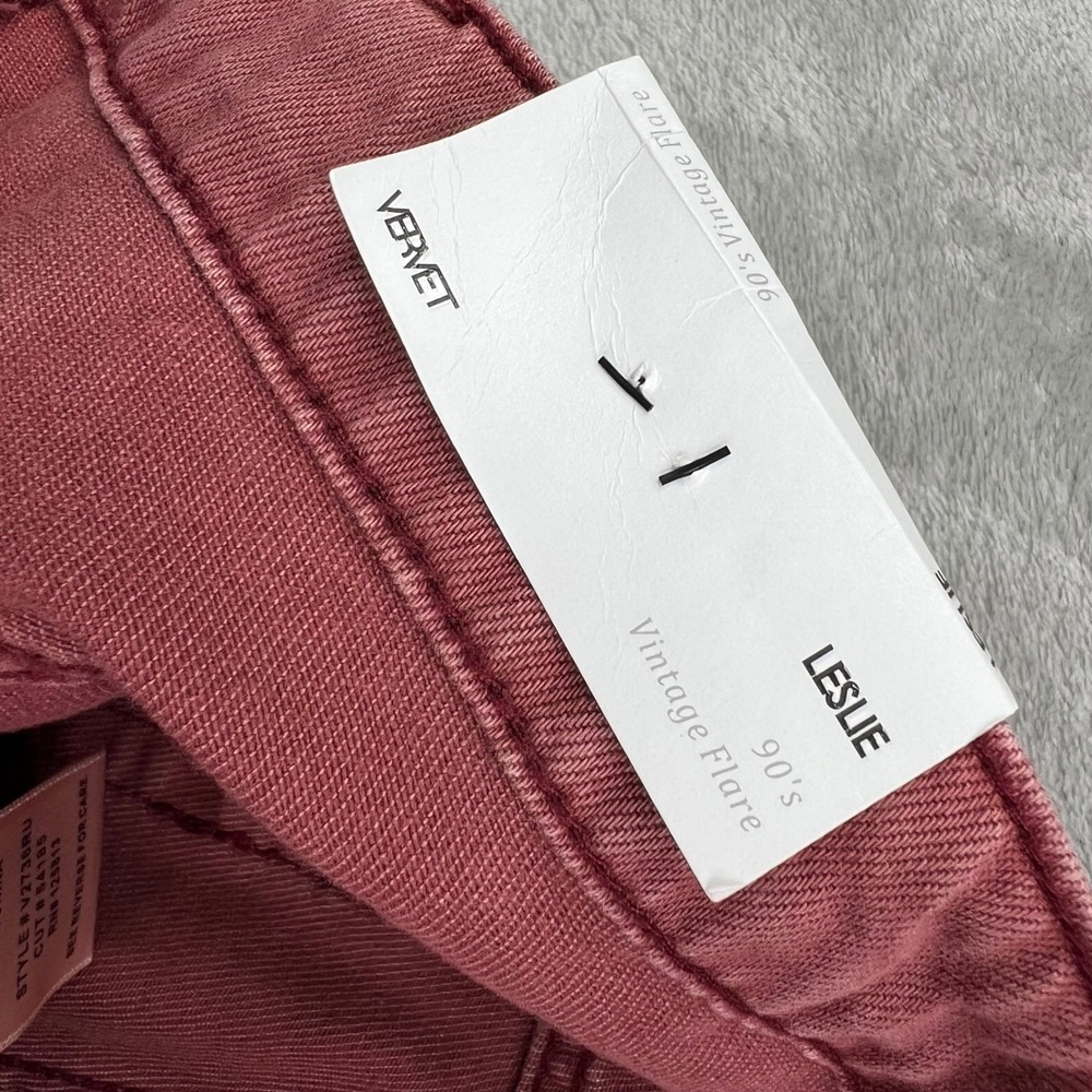 Vervet Leslie 90s Vintage Flare Jeans Womens 29 Red Distressed Raw Hem High Rise - Picture 14 of 15